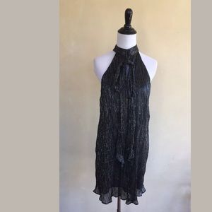 ZARA WOMAN Black Silver Sparkly Thread Dress M NWT